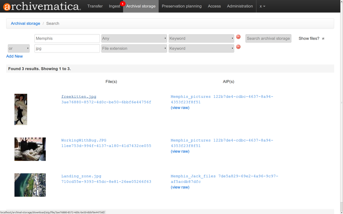 UM archival storage - Archivematica